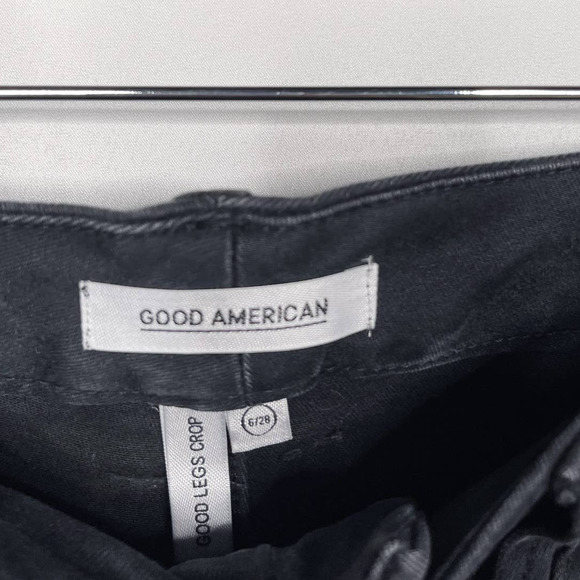 Good American 6 / 28 Washed Black Good Legs Crop Skinny Jeans Cotton Stretch - Picture 7 of 9